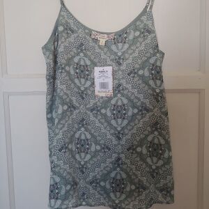 Pink Republic Junior's Lined Swing Tank Top Sage Green Paisley Size S NWT